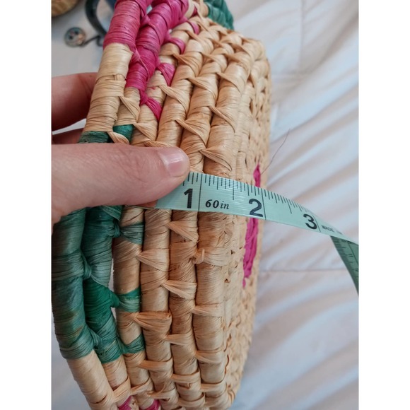 Vintage Colorful Shallow Woven Basket Boho Decor - Picture 10 of 10